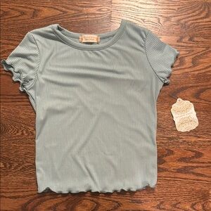 Altar'd State Green Fitted Crew Neck Short Sleeve T-Shirt